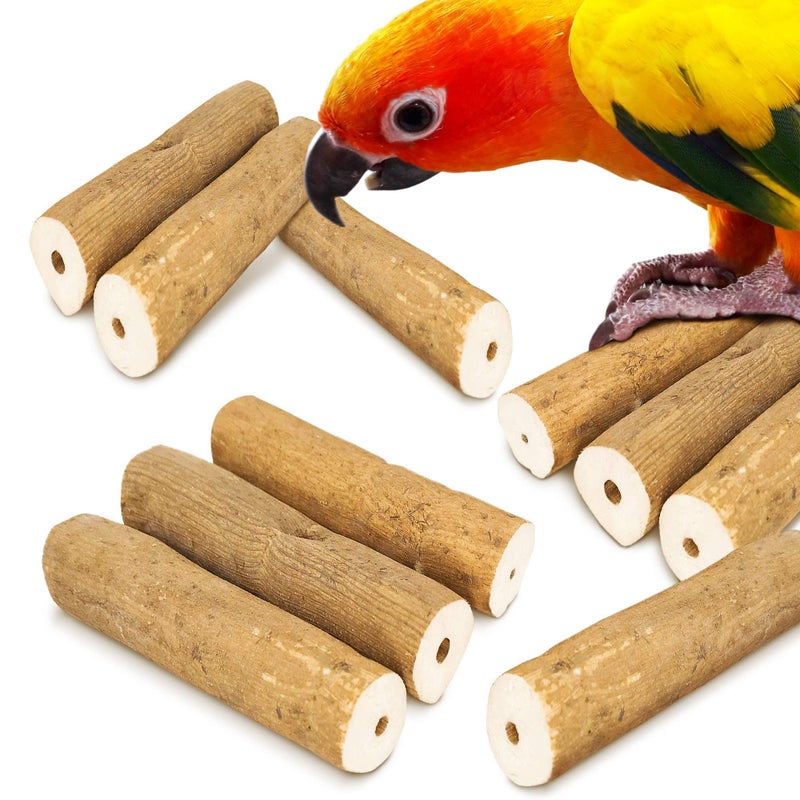 Meric CoCoo Bark Sola Sticks with Skin for Parrots, Cockatiel Chew Forage Toy, Round Wood Foot Exercisers for Budgie, Conures, Beak, and Nails Groomer, Keeps Small Birds Calm, and Physically Fit, 10 Pcs - Image 2